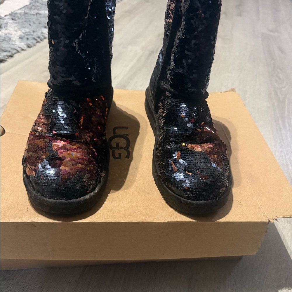 UGG Black Short Sequin Boots